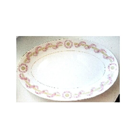 Relish Plate Oval Cheryl by ROYAL M-MITA 10" long Floral Pink - Picture 1 of 12